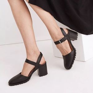 Madewell The Claudie Heeled Lugsole Mary Jane in Leather
